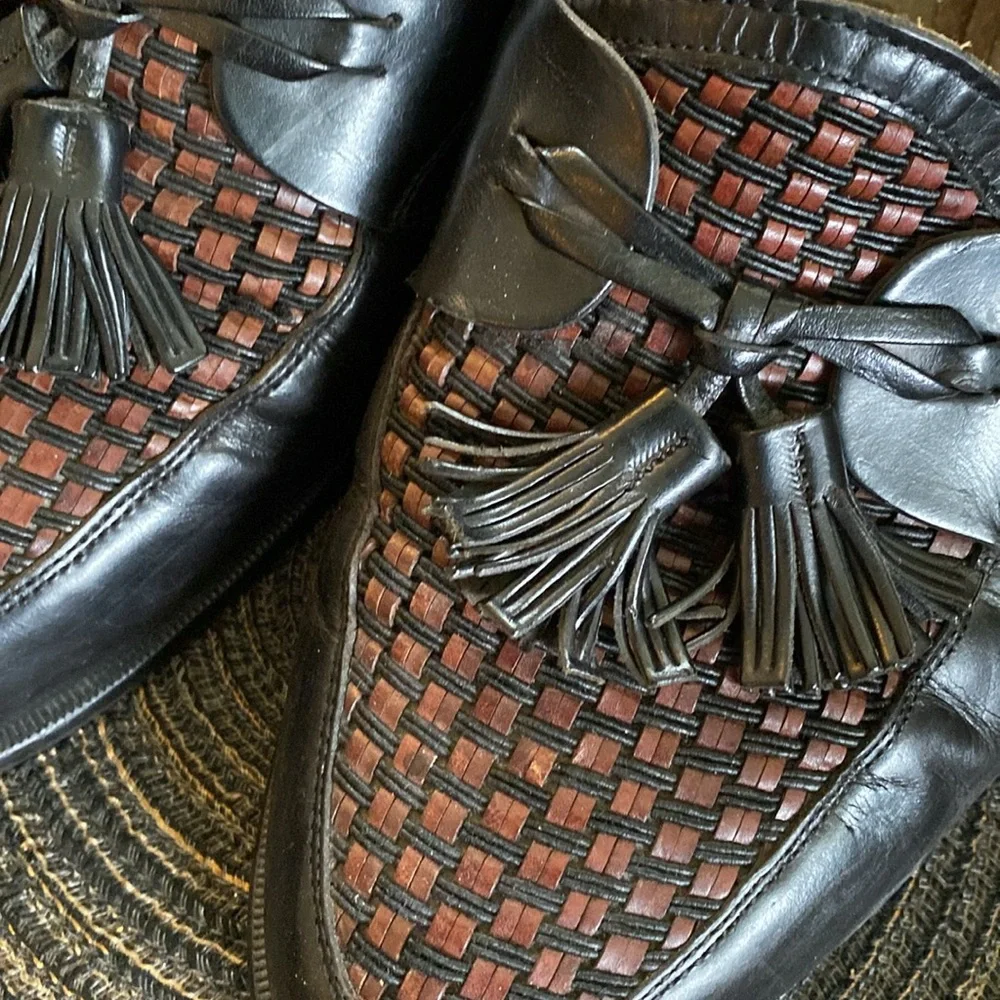 Johnston & Murphy Cellini woven leather tassel, casual loafers men’s size 11.5 M